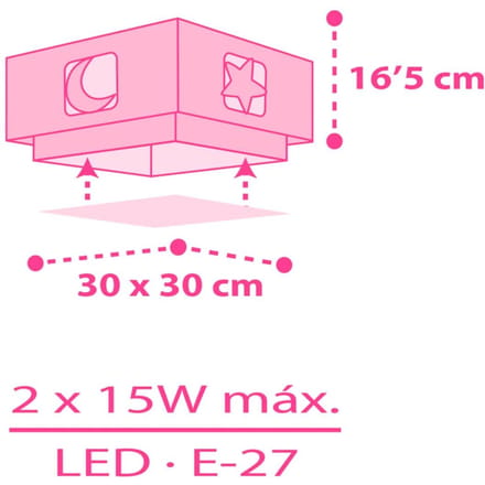 Dalber kinderkamer-plafondlamp MOONLIGHT, roze, 1-lamp