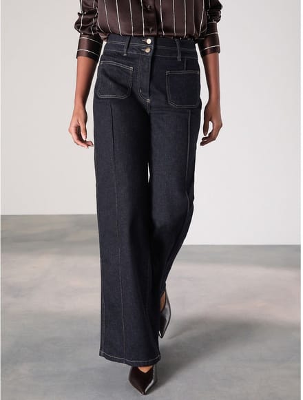 Next - Dames - Slim Lift and Shape Wide Leg Jeans - Blauw