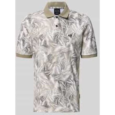 regular fit poloshirt in allover-look met label-stitching