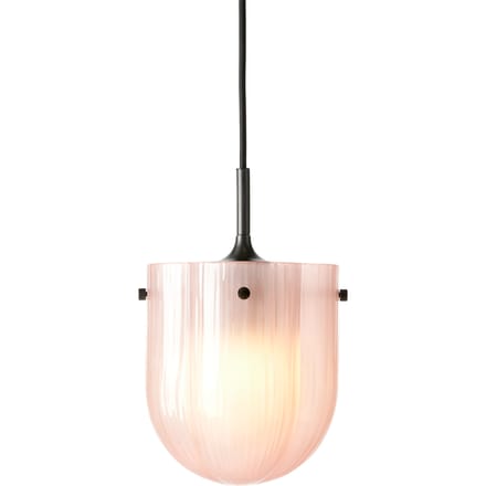 Gubi Hanglamp Seine, antiek messing, koraalroze glas