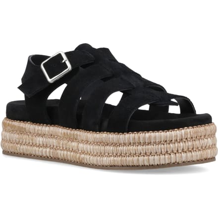 Hush Puppies Rosetta Gladiator Leren Dames Sandalen Zwart/Tan