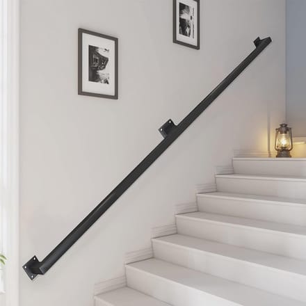 Moderne zwarte trapleuning complete set 30cm-600cm wandmontage