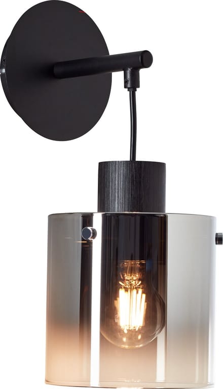 Brilliant Simonis - Wandlamp - E27 max 1x52W - Zwart/Gerookt Glas