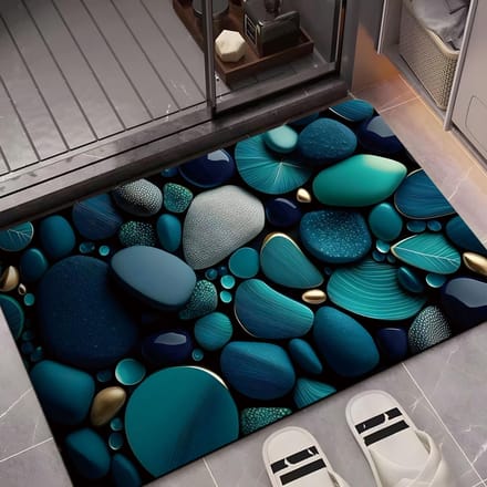 Kleurrijke kiezelstenen diatomeeënaarde absorberende badkamer- en douchemat blue