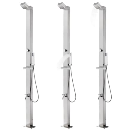 vidaXL - Buitendouche - met - grijze - basis - 225 - cm - roestvrij - staal