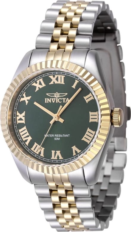 Invicta Specialty 47415 Dames Horloge - Quartz Uurwerk - Roestvrij Staal met groene Wijzerplaat - 36mm