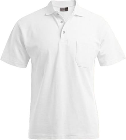 Men´s Heavy Polo Pocket met korte mouwen White - L