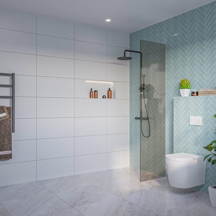 FugaFlow Eccelente Vetro Inloopdouche - rook glas - 50x200cm - 8mm - nano - blind inbouw profiel