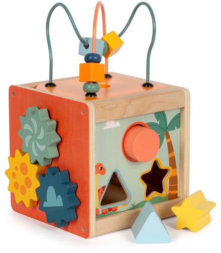 Small Foot - Wooden Activity Cube Motor Skills Spiral Dino