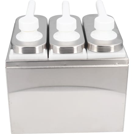 Pompe Distributrice de Sauce Salade Confiture Assaisonnement Condiment Pression Conteneur avec Base pour Cuisine Restaurant 3 Pumps gray