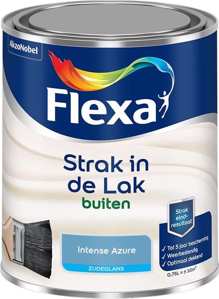 Flexa - Strak In De Lak Buitenlak Zijdeglans - Intense Azure - Mengverf - 750 Ml