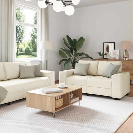 vidaXL - Bank - 3 - st - Beige - Linnenmix - Stoffen