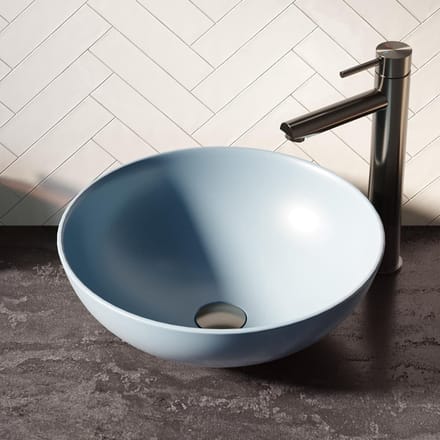 Brauer Bowl Waskom - Rond - 40 cm - Keramiek - Mat - Pastel Blauw