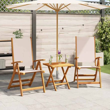 vidaXL - Opklapbare - stoelen, - 2 - stuks, - van - massief - acaciahout - en - textilene.