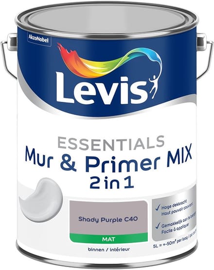 Levis - Essentials Mur & Primer Mix - Shady Purple C40 - Mengverf - 5 L