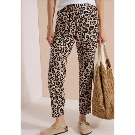 Slim Leg-broek met Loose Fit-pasvorm en luipaardprint