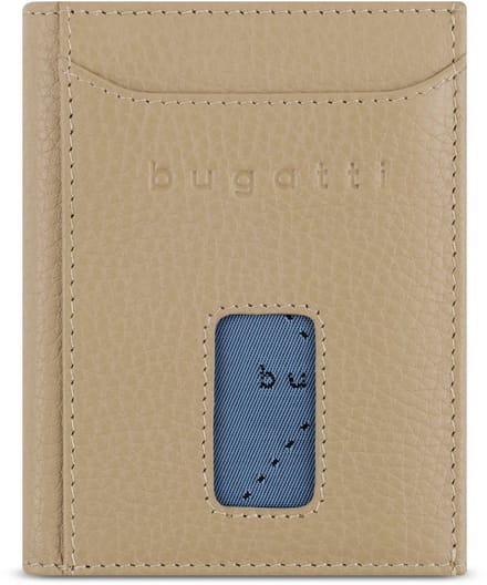 Bugatti Secure Slim Portemonnee RFID-bescherming Leer 8 cm - Jongens - Staand formaat - beige