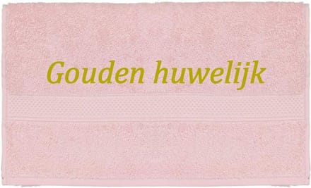 Handdoek - Goudenhuwelijk - 100x50cm - Roze