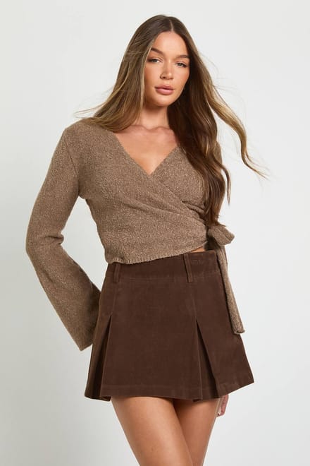 boohoo Dames V-hals Ballet Wrap Cardigan | Steen | Maat: Medium