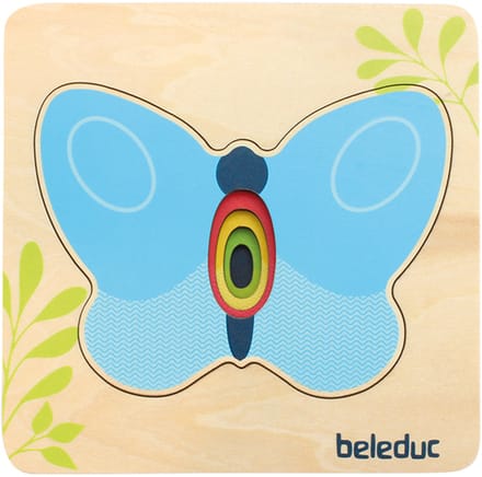 Beleduc houten puzzel vlinder educatief speelgoed kleurrijk.