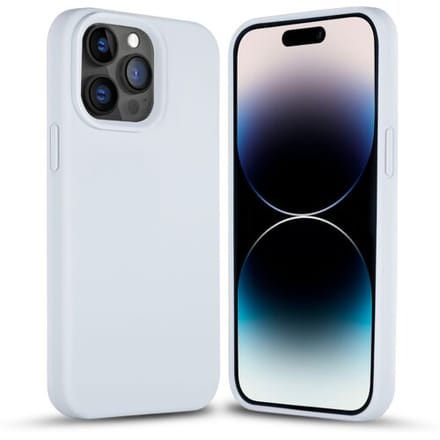 Coverzs Solid silicone case geschikt voor Apple iPhone 14 Pro - pastelblauw - Luxe siliconen hoesje met 3-laags bescherming