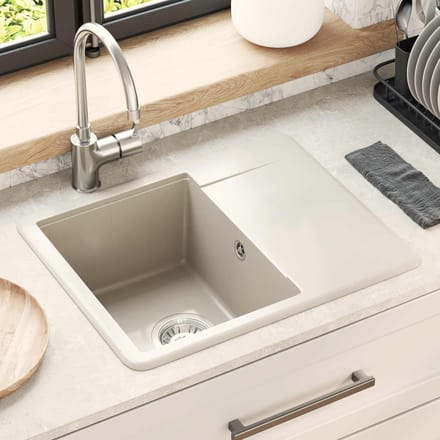 vidaXL - Wasbak - 80% - Kwarts - en - 20% - Hars - 560 - x - 460 - mm - Beige