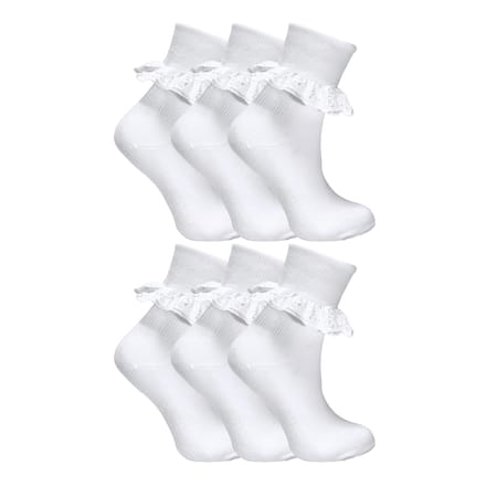 6-pack Babymeisjes Witte Zachte Franje Kanten Sokken