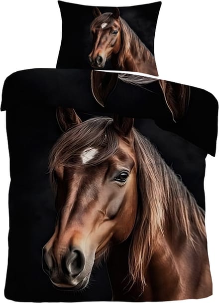 iSleep Dekbedovertrek Paard - Eenpersoons - 140x200/220 cm - Bruin