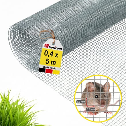 Kippengaas - Volièregaas – Verzinkt – Maaswijdte 6,3 mm - 0,4*5 m – Vogelgaas - Molgaas