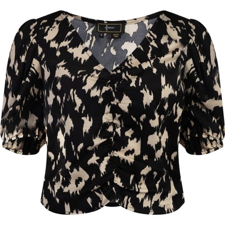 Faina Gedrapeerd blouseoverhemd Dames zwart/beige
