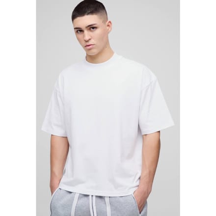 Essential Oversized Boxy Extended Neck T-Shirt | White | Size 3XL