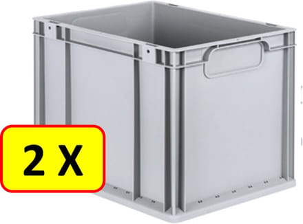 2 x Euronorm stapelbak transportkrat H32 - 40x30x32 cm - grijs