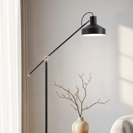 Kantelbare staande lamp Tom - zwart
