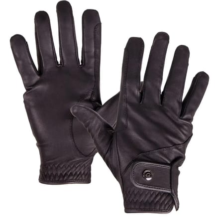QHP Rijhandschoenen Leather Pro Zwart - S