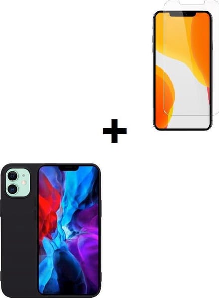 Geschikt voor iPhone 12 Pro Max Hoesje - iPhone 12 Pro Max Screenprotector - iPhone 12 Pro Max Hoesje Siliconen Case Zwart + Screenprotector