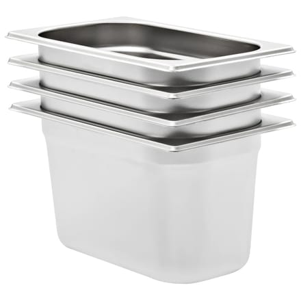 vidaXL - Gastronormbakken - 4 - st - GN - 1/4 - 150 - mm - roestvrij - staal
