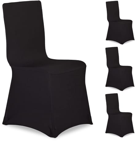 Stoelhoes stretch, wasbare stoelhoezenset, bruiloft en feesten, zwart