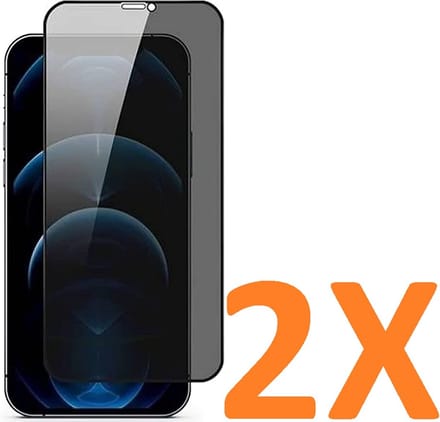 Screenprotector Glas - Privacy Tempered Glass Screen Protector Anti-Spy - 2x Geschikt voor: Apple iPhone 12 Mini (5.4inch)