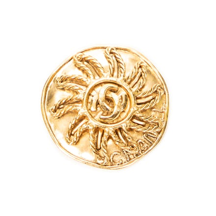 CC Round Sun Brooch Pin   Broche