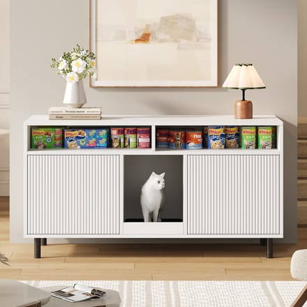 Kattenbakkast Kattenmeubel - Kattenbak Ombouw Met Opbergruimte - Wit