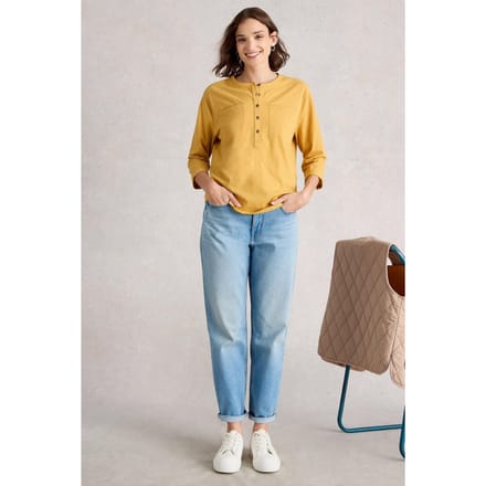 White Stuff Beth 3/4 Sleeve Shirt Mid Chartreuse Größe: 18 | Longsleeves Outlet | Damen | Grün