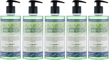 Douchegel Eucalyptus 500 ml - set van 5 stuks - met gratis pomp - Showergel