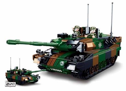 Sluban ModelBricks Army Leopard 2A5 Battle Tank constructiespeelgoed – 2in1 bouwset – 766 bouwstenen – M38‑B0839 vanaf 8 jaar