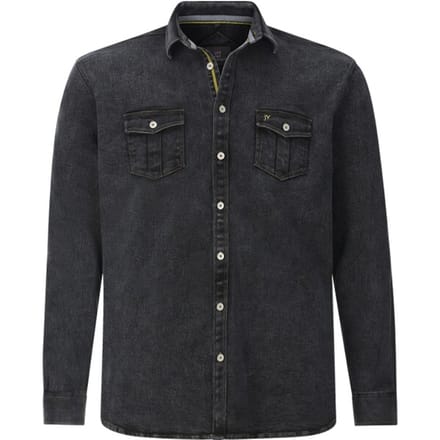 Jan Vanderstorm herren Denim Overhemd - 53/54 - zwart - Plus Size