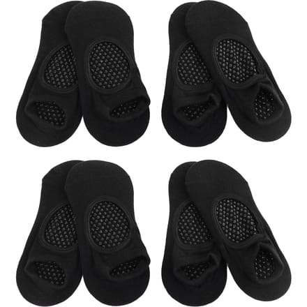 4 Paires de Chaussettes Antidérapantes pour Femmes Idéales pour Pilates Pure Barre Danse Classique Entraînement Pieds Nus Conception Ouverte sur le Cou-de-Pied Taille Unique black