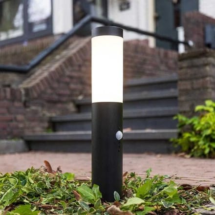 HOFTRONIC Dally LED Sokkellamp Zwart S - Bewegingssensor - Schemerschakelaar - E27 fitting - IP44 Waterdicht - 45 cm - padverlichting - Staande