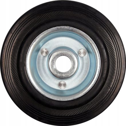 Zwart rubberen wiel met lager, 100 mm