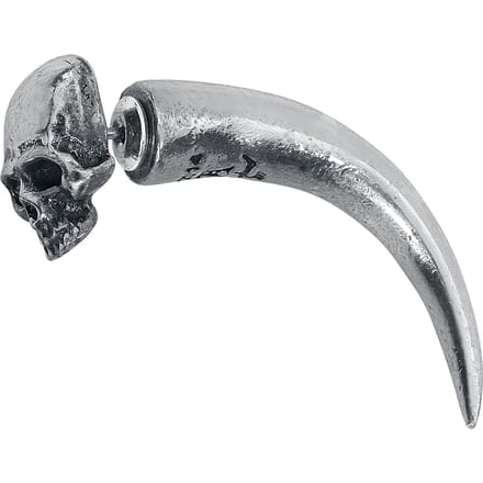 Alchemy Gothic - Gothic Oorstekers - Tomb Skull Horn - zilverkleurig