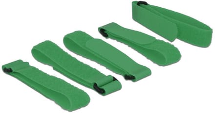 Delock Klittenband kabelbinder Om te bundelen (l x b) 300 mm x 20 mm Groen 5 stuk(s)