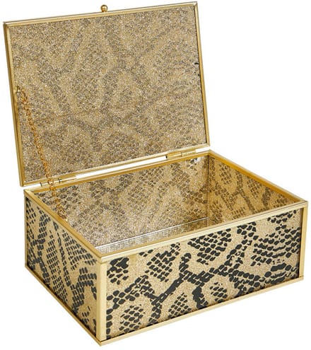 Ostaria Sieradendoos - opbergdoos - goud met zwart - python slangenprint - 18 x 13,5 cm